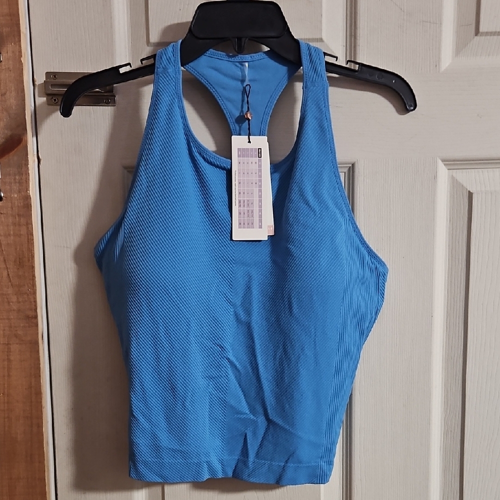CALIA Women's High Neck Seamless Brami: TRANQUIL BLUE: NEW WITH TAGS: SIZE XXL